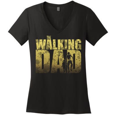 The Walking Dad Gold Logo Women's V-Neck T-Shirt