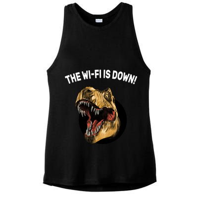 The Wifi Is Down Funny T-rex Ladies PosiCharge Tri-Blend Wicking Tank