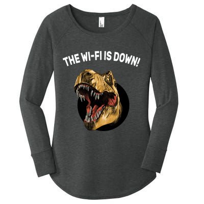 The Wifi Is Down Funny T-rex Women's Perfect Tri Tunic Long Sleeve Shirt
