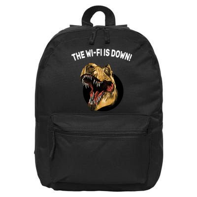 The Wifi Is Down Funny T-rex 16 in Basic Backpack