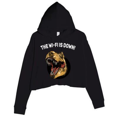 The Wifi Is Down Funny T-rex Crop Fleece Hoodie