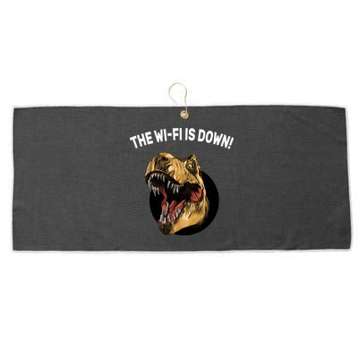 The Wifi Is Down Funny T-rex Large Microfiber Waffle Golf Towel