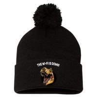 The Wifi Is Down Funny T-rex Pom Pom 12in Knit Beanie