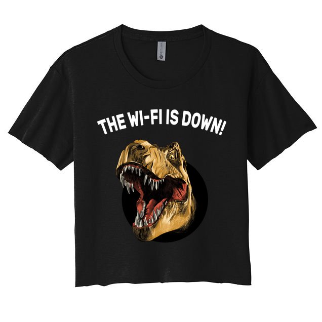 The Wifi Is Down Funny T-rex Crop Top