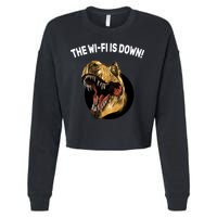 The Wifi Is Down Funny T-rex Cropped Pullover Crew