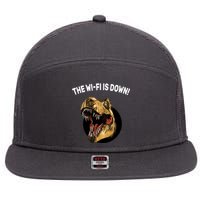 The Wifi Is Down Funny T-rex 7 Panel Mesh Trucker Snapback Hat