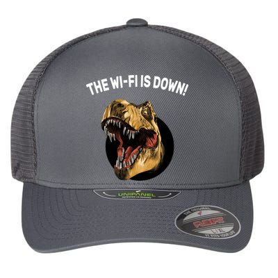 The Wifi Is Down Funny T-rex Flexfit Unipanel Trucker Cap