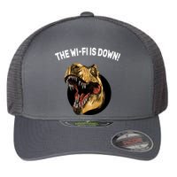 The Wifi Is Down Funny T-rex Flexfit Unipanel Trucker Cap