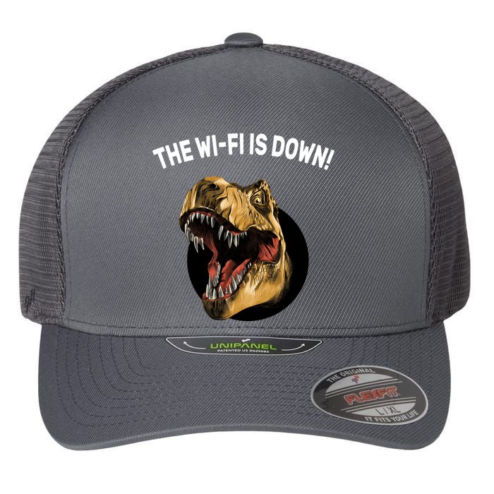 The Wifi Is Down Funny T-rex Flexfit Unipanel Trucker Cap