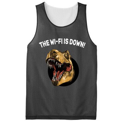 The Wifi Is Down Funny T-rex Mesh Reversible Basketball Jersey Tank
