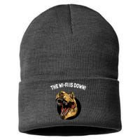 The Wifi Is Down Funny T-rex Sustainable Knit Beanie