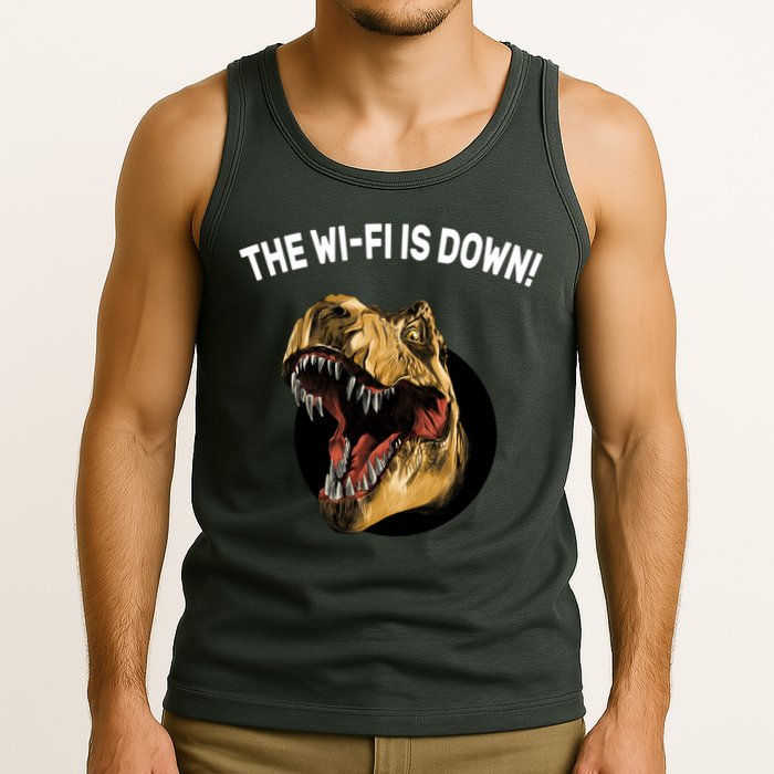 The Wifi Is Down Funny T-rex Tank Top