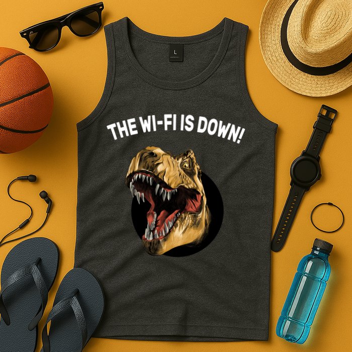 The Wifi Is Down Funny T-rex Tank Top