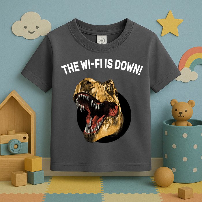 The Wifi Is Down Funny T-rex Toddler T-Shirt