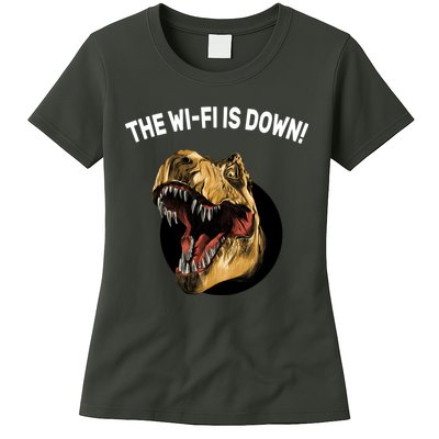 The Wifi Is Down Funny T-rex Womens T-Shirt