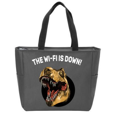 The Wifi Is Down Funny T-rex Zip Tote Bag