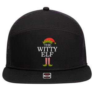 The Witty Elf Matching Christmas 7 Panel Mesh Trucker Snapback Hat