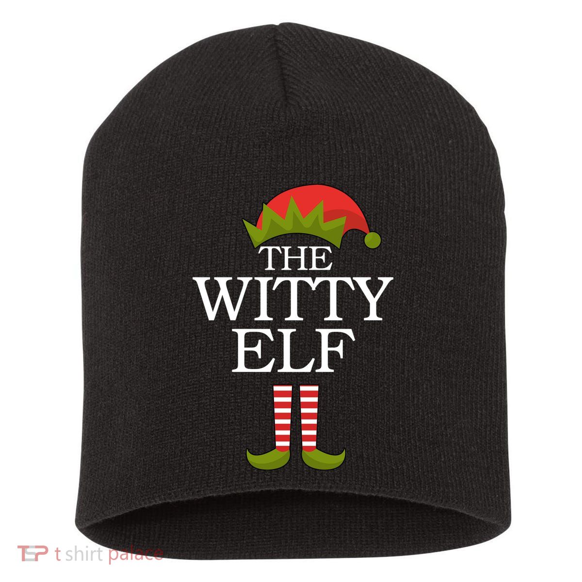 The Witty Elf Matching Christmas Short Acrylic Beanie