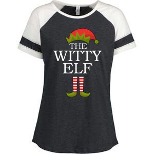 The Witty Elf Matching Christmas Enza Ladies Jersey Colorblock Tee