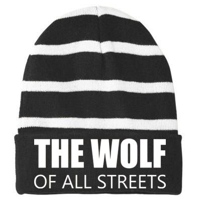 The Wolf of All Streets Striped Beanie with Solid Band