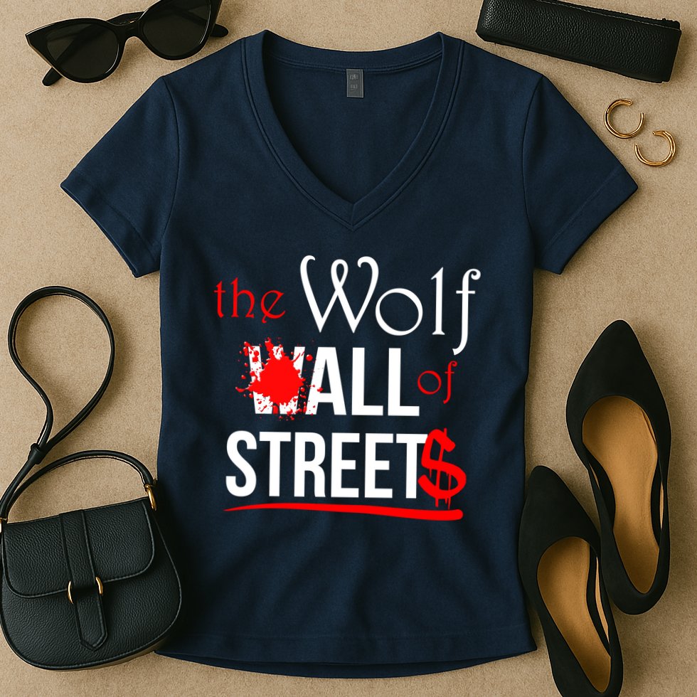 The Wolf of All Streets Wall Street Women's V-Neck T-Shirt