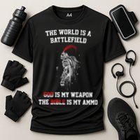 The World Is a Battlefield God is my Weapon Cooling Performance Crew T-Shirt