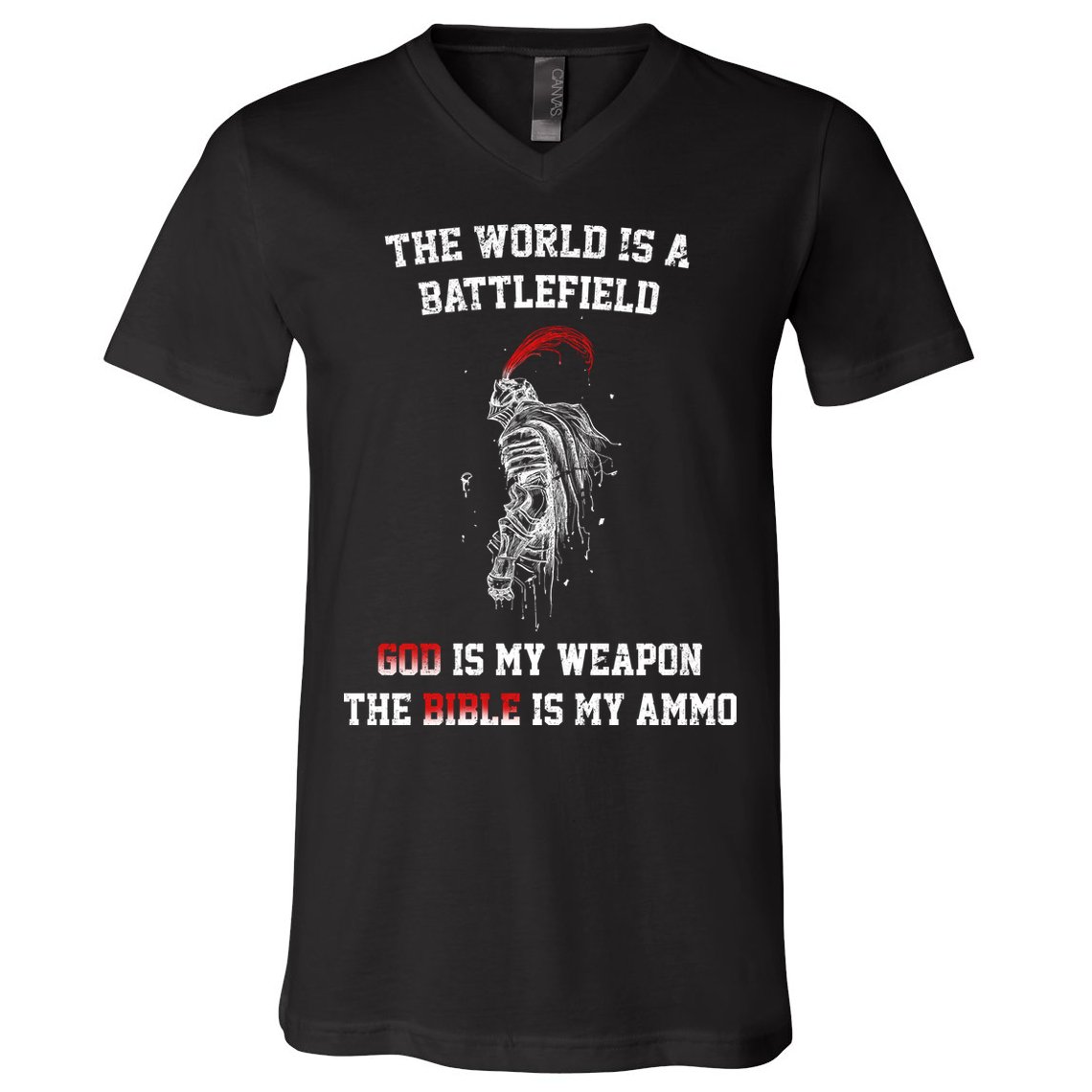 The World Is a Battlefield God is my Weapon V-Neck T-Shirt