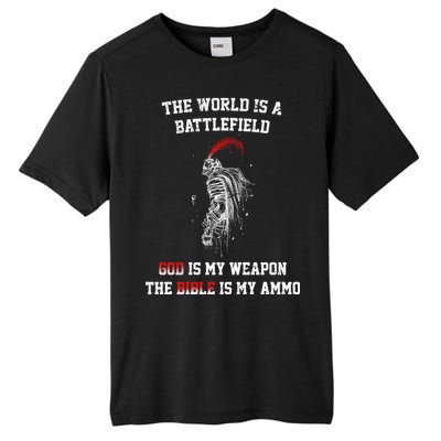 The World Is a Battlefield God is my Weapon Tall Fusion ChromaSoft Performance T-Shirt