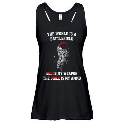 The World Is a Battlefield God is my Weapon Ladies Essential Flowy Tank
