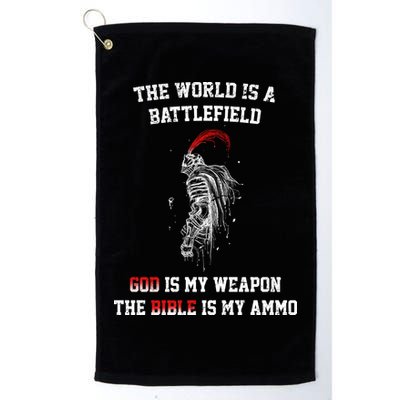 The World Is a Battlefield God is my Weapon Golf Towel