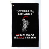 The World Is a Battlefield God is my Weapon Golf Towel