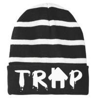 Trap House EDM Rave Festival Costume Outfit Dance Music Striped Beanie with Solid Band