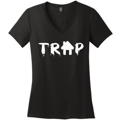 Trap House Edm Rave Festival Costume Outfit Dance Music Women's V-Neck T-Shirt