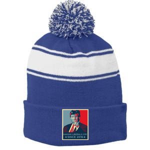 Trump Hope Elections 2024 Donald Trump 2020 Gift Stripe Pom Pom Beanie