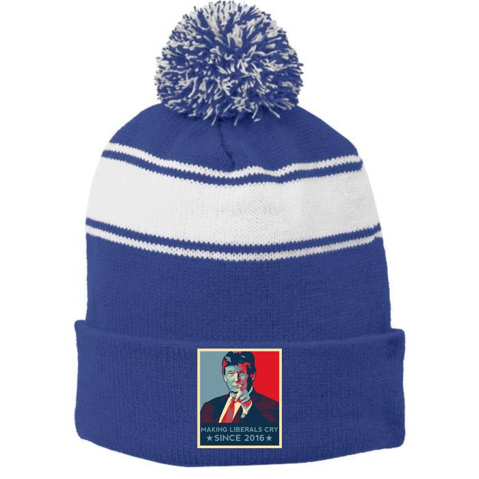 Trump Hope Elections 2024 Donald Trump 2020 Gift Stripe Pom Pom Beanie