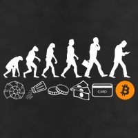 The Human Evolution Of Money Bitcoin 7 Panel Mesh Trucker Snapback Hat