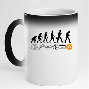 The Human Evolution Of Money Bitcoin 11oz Black Color Changing Mug