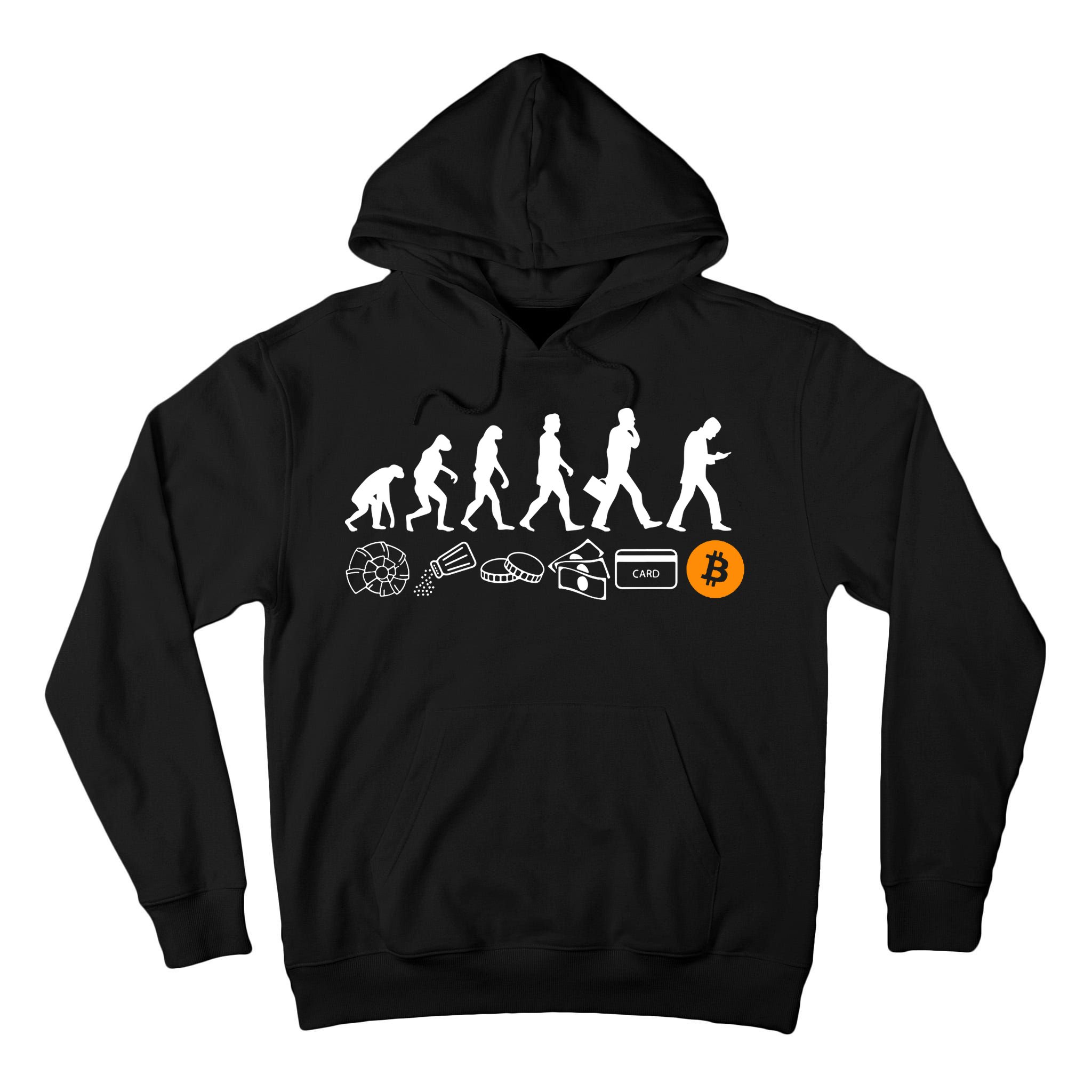 The Human Evolution Of Money Bitcoin Tall Hoodie