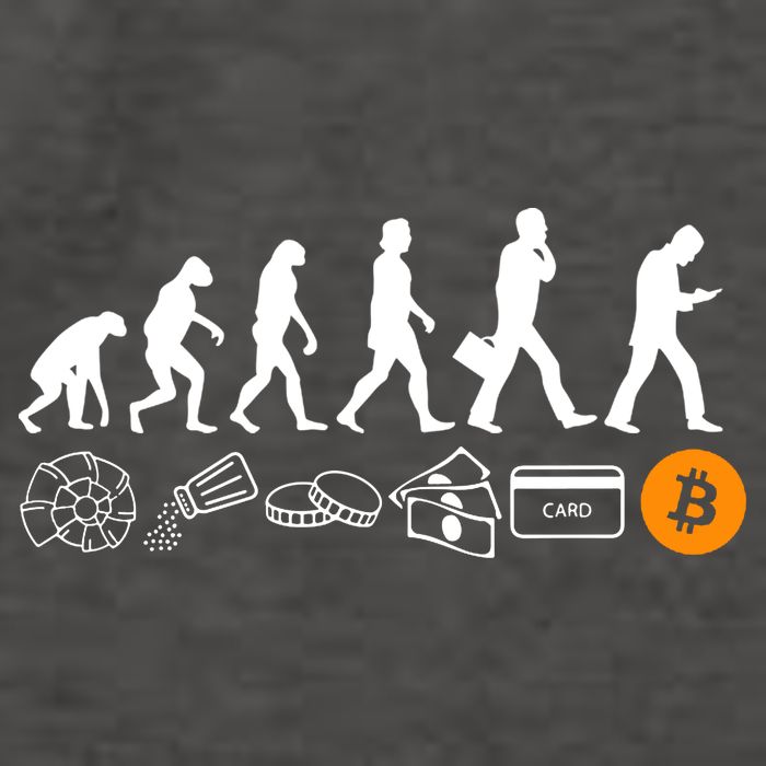The Human Evolution Of Money Bitcoin Vector Backpack