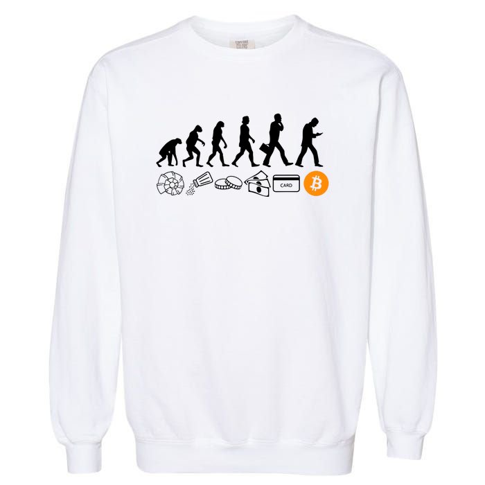 The Human Evolution Of Money Bitcoin Garment-Dyed Sweatshirt