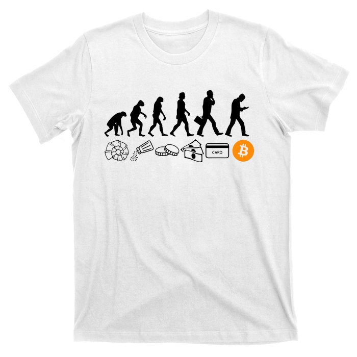 The Human Evolution Of Money Bitcoin T-Shirt