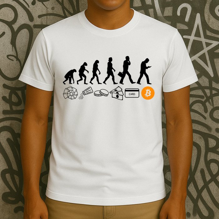 The Human Evolution Of Money Bitcoin T-Shirt
