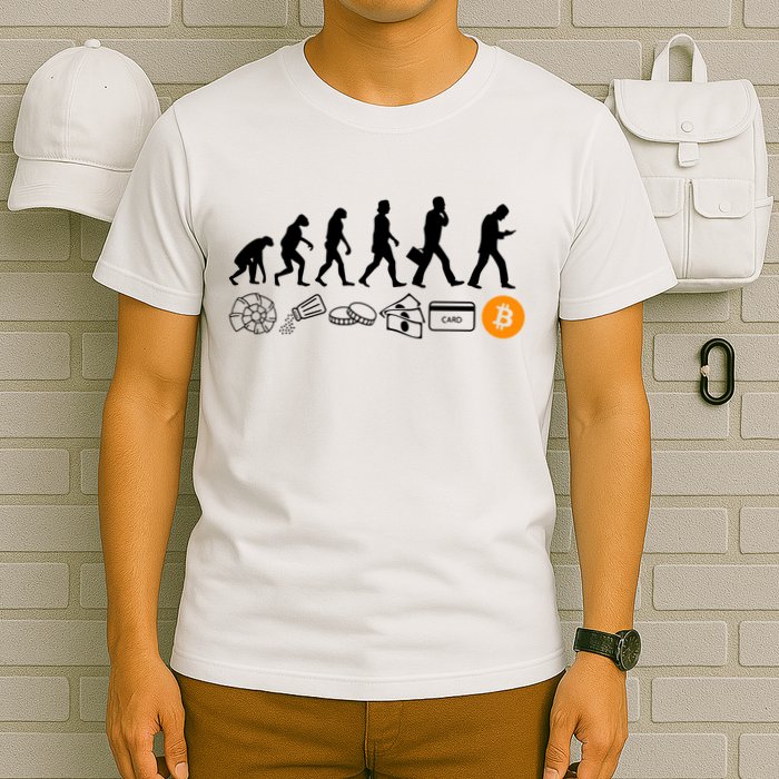 The Human Evolution Of Money Bitcoin T-Shirt