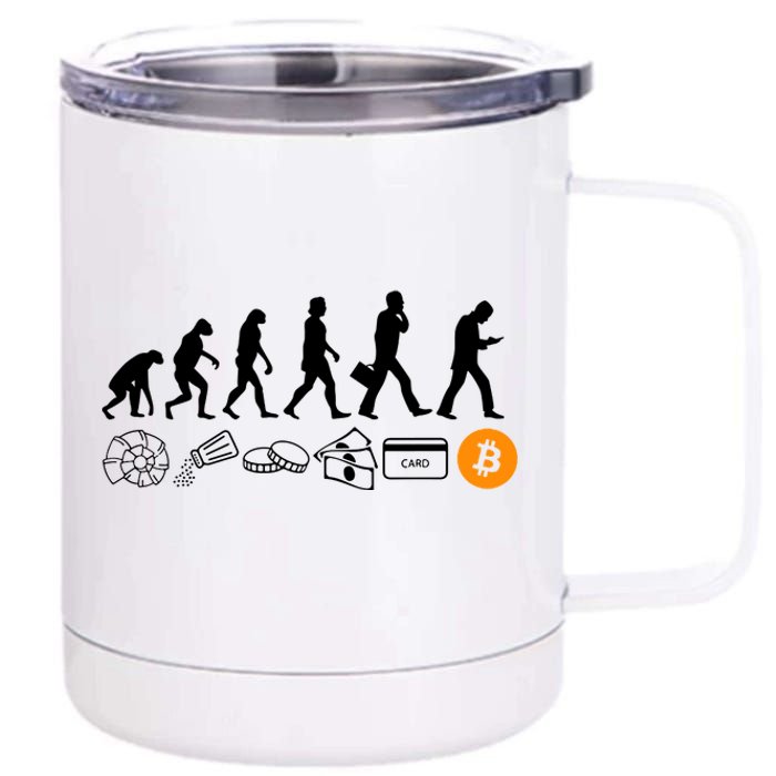 The Human Evolution Of Money Bitcoin 12 oz Stainless Steel Tumbler Cup