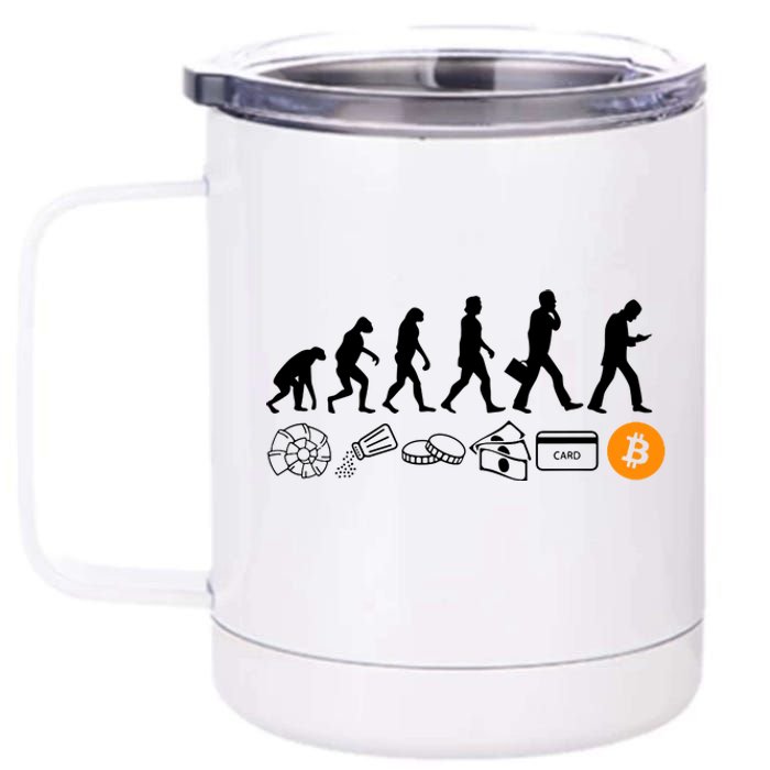 The Human Evolution Of Money Bitcoin 12 oz Stainless Steel Tumbler Cup