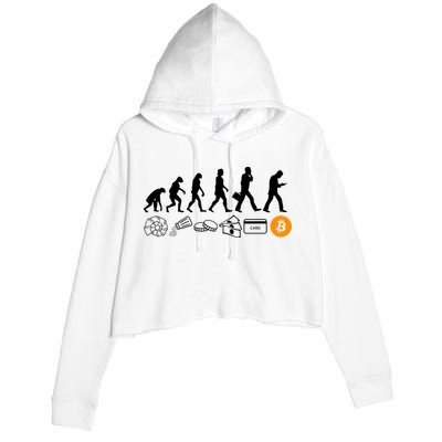 The Human Evolution Of Money Bitcoin Crop Fleece Hoodie