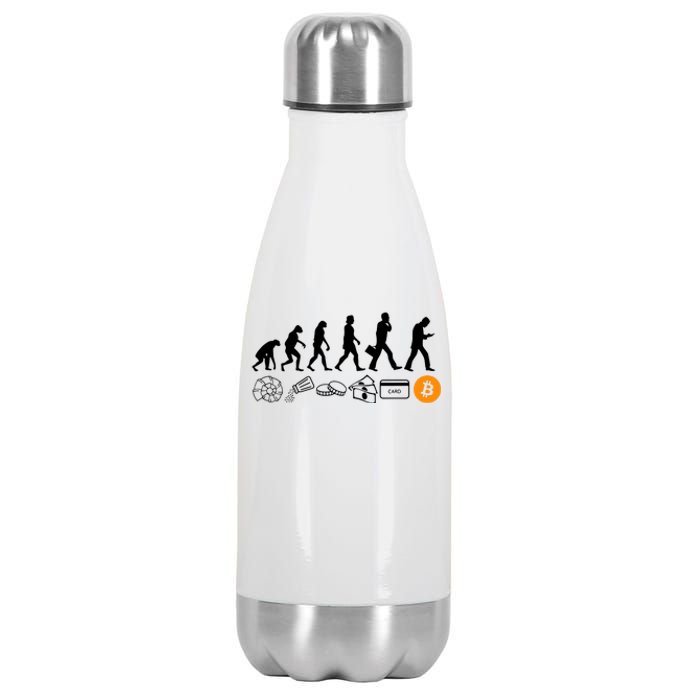 The Human Evolution Of Money Bitcoin Stainless Steel Insulated Water Bottle