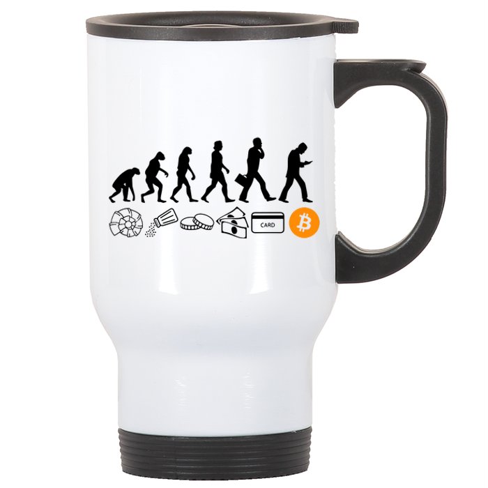 The Human Evolution Of Money Bitcoin Stainless Steel Travel Mug