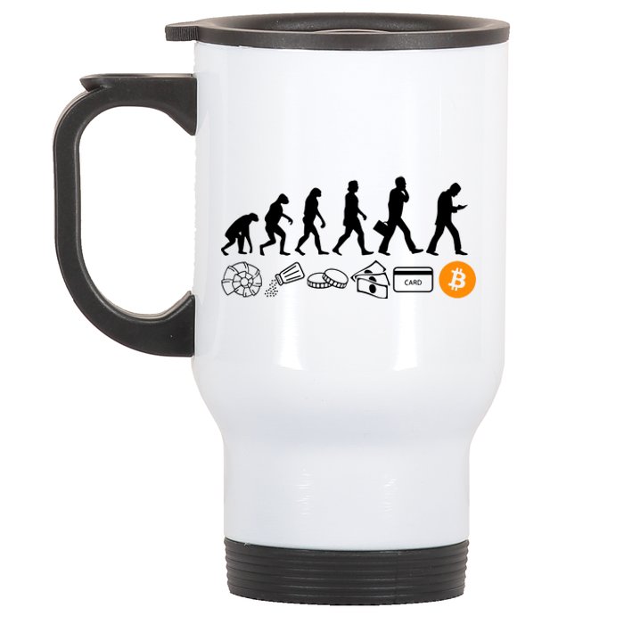 The Human Evolution Of Money Bitcoin Stainless Steel Travel Mug