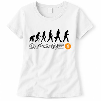 The Human Evolution Of Money Bitcoin Womens T-Shirt